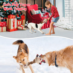BWOGUE Christmas dog squeaky toy tug-fetch action demonstrates active play and energy release