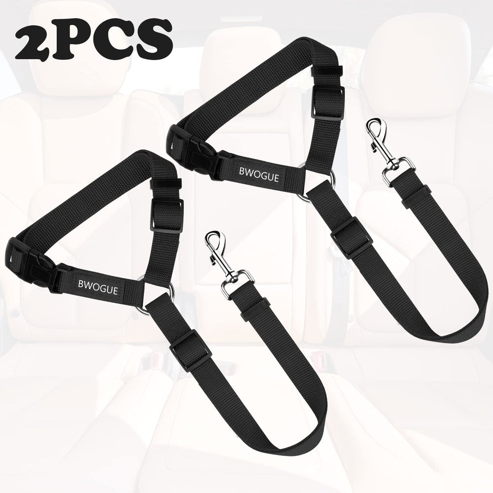 BWOGUE dog-cat seatbelt strap adjustable length fits various pets.
