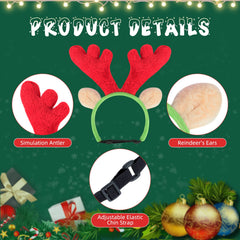BWOGUE dog Christmas headband close-up showing adjustable elastic strap.