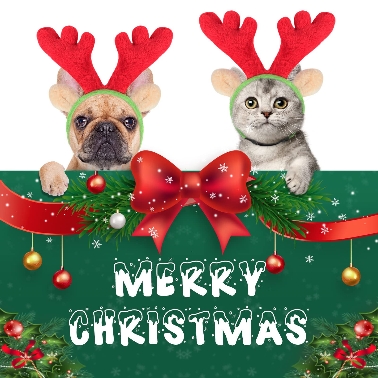 BWOGUE dog Christmas scarf red white green striped adds festive mood for photos.