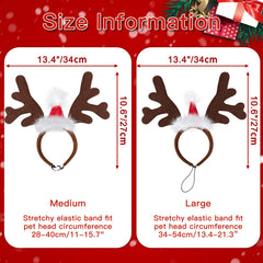 BWOGUE dog elk headband with Santa hat shown on dog during holiday fun