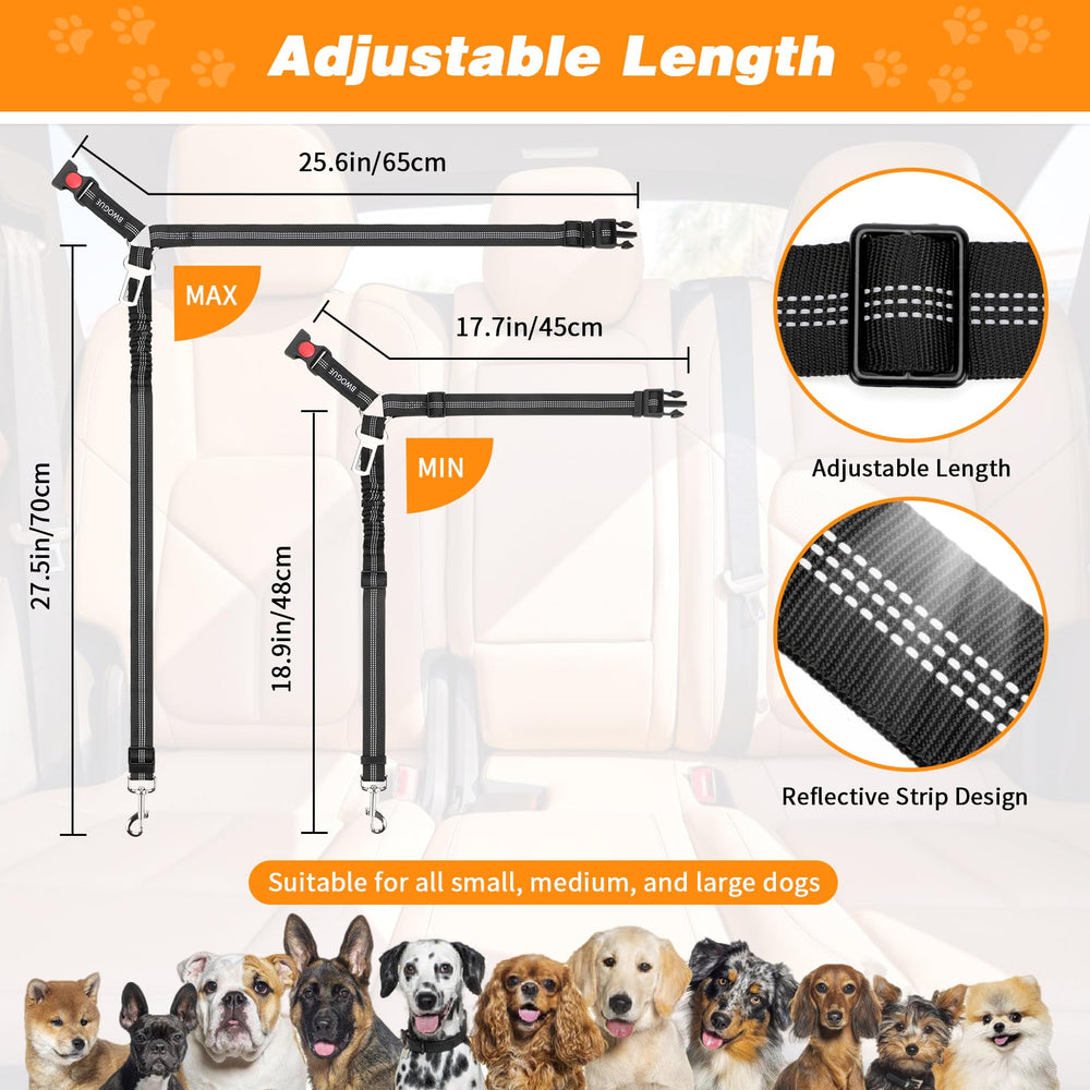 BWOGUE dog leash with elastic buffer to absorb sudden movement during drives