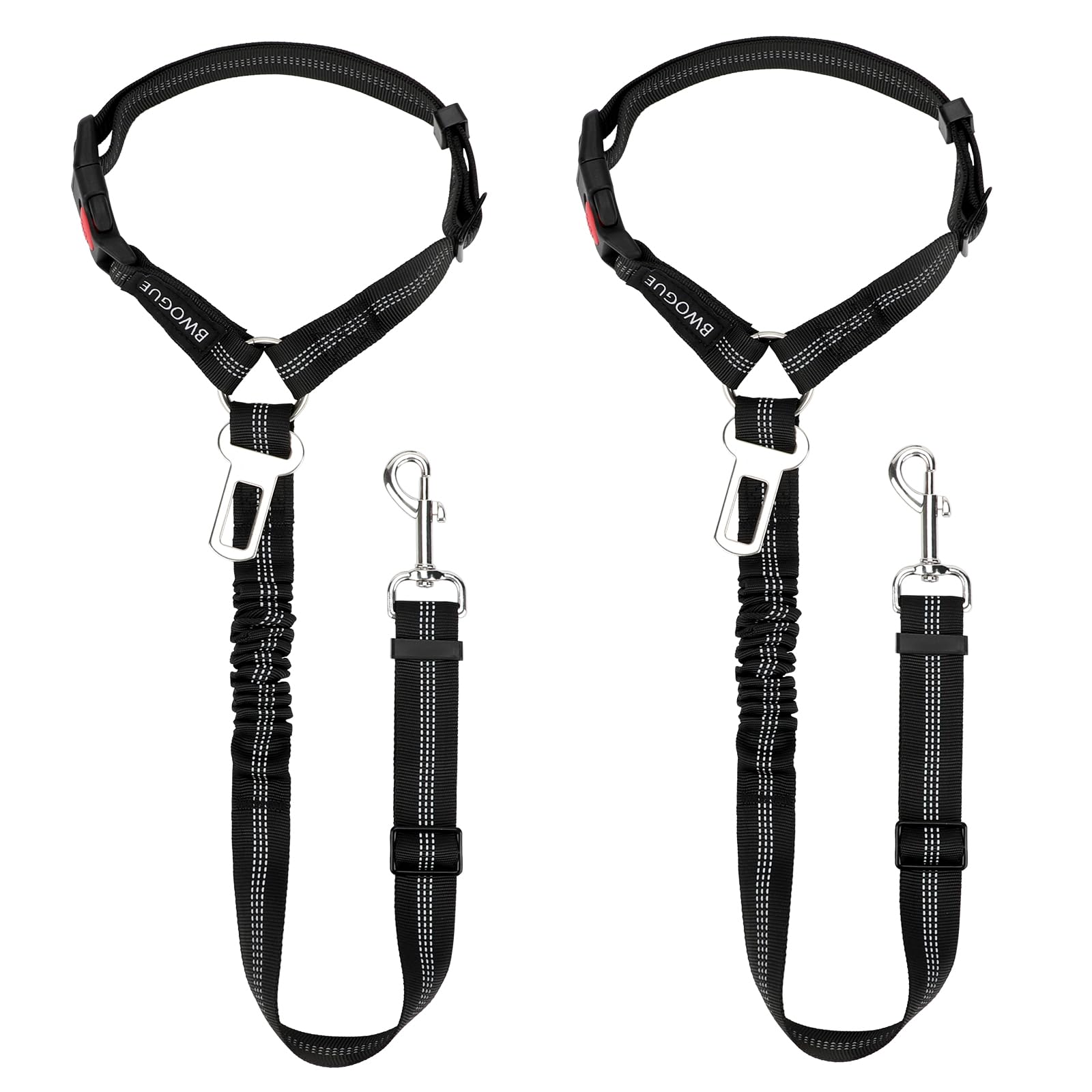 BWOGUE dog seat belt with elastic buffer secures pets for calm car rides