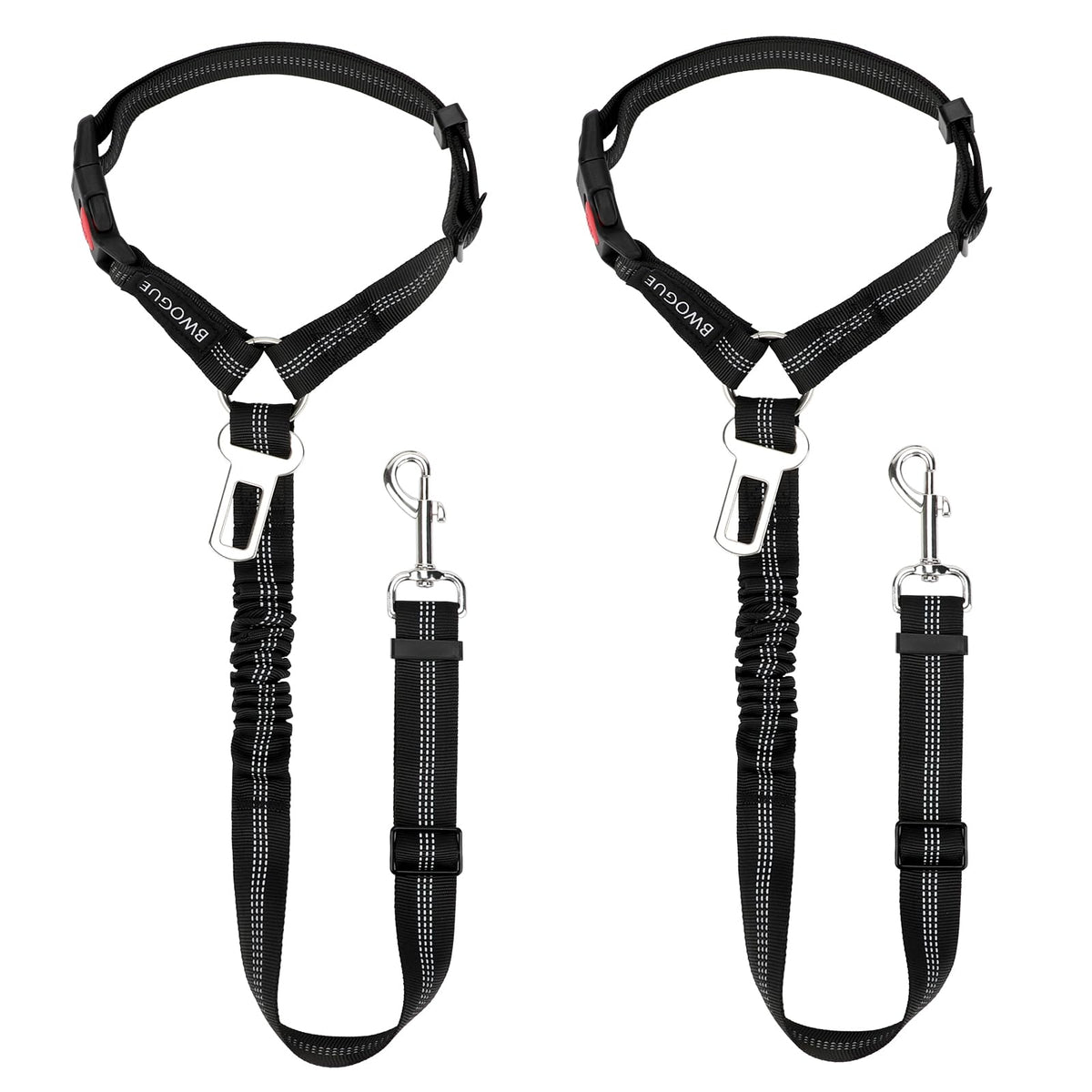 BWOGUE dog seat belt with elastic buffer secures pets for calm car rides