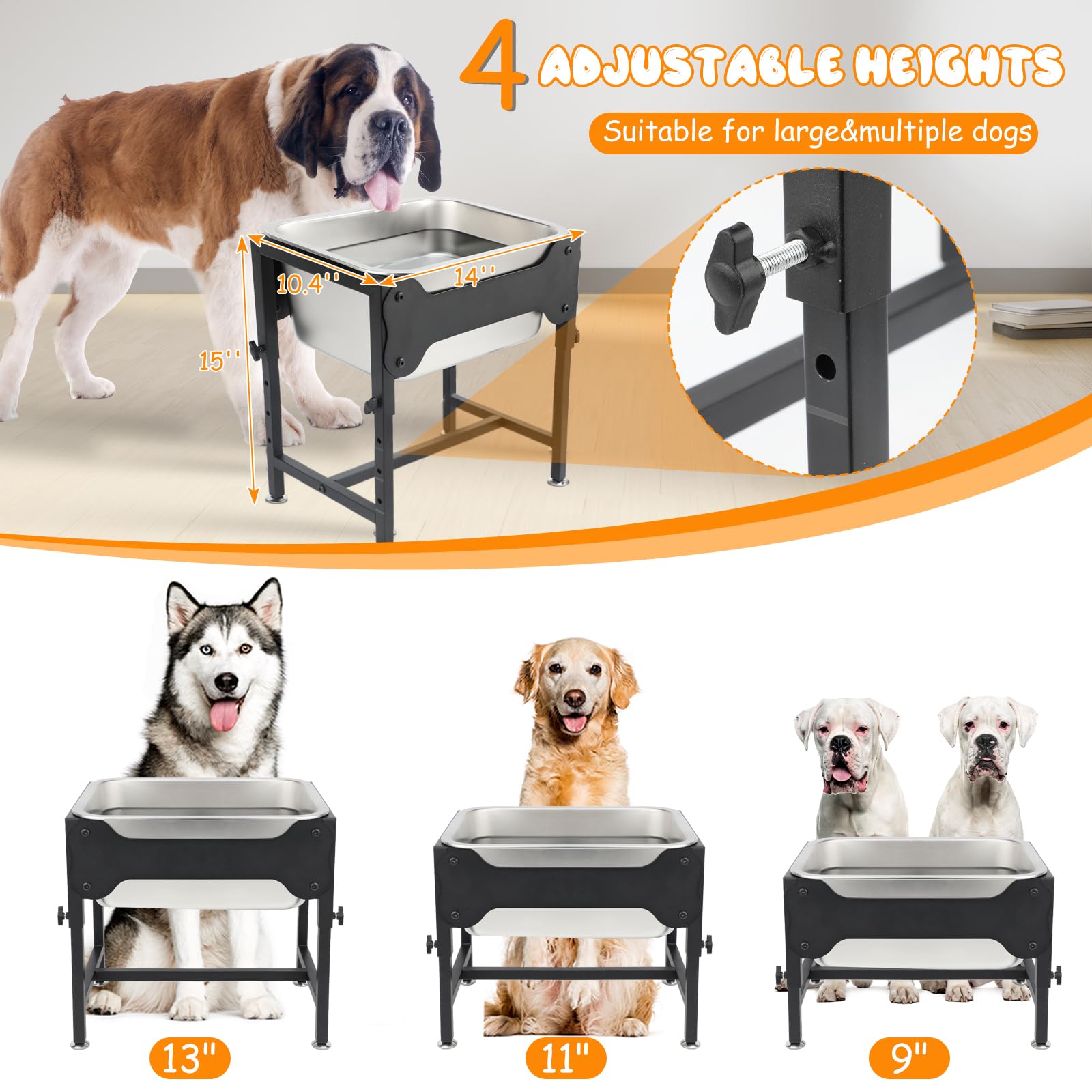 BWOGUE adjustable-height design enabling comfortable drinking for multiple dogs.