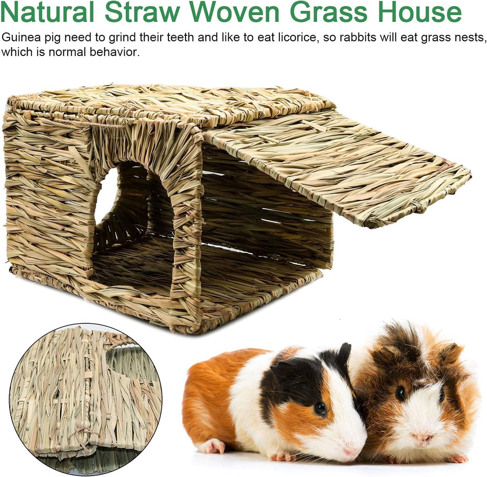 BWOGUE grass house paired pack, two-pack set for multi-pet homes.