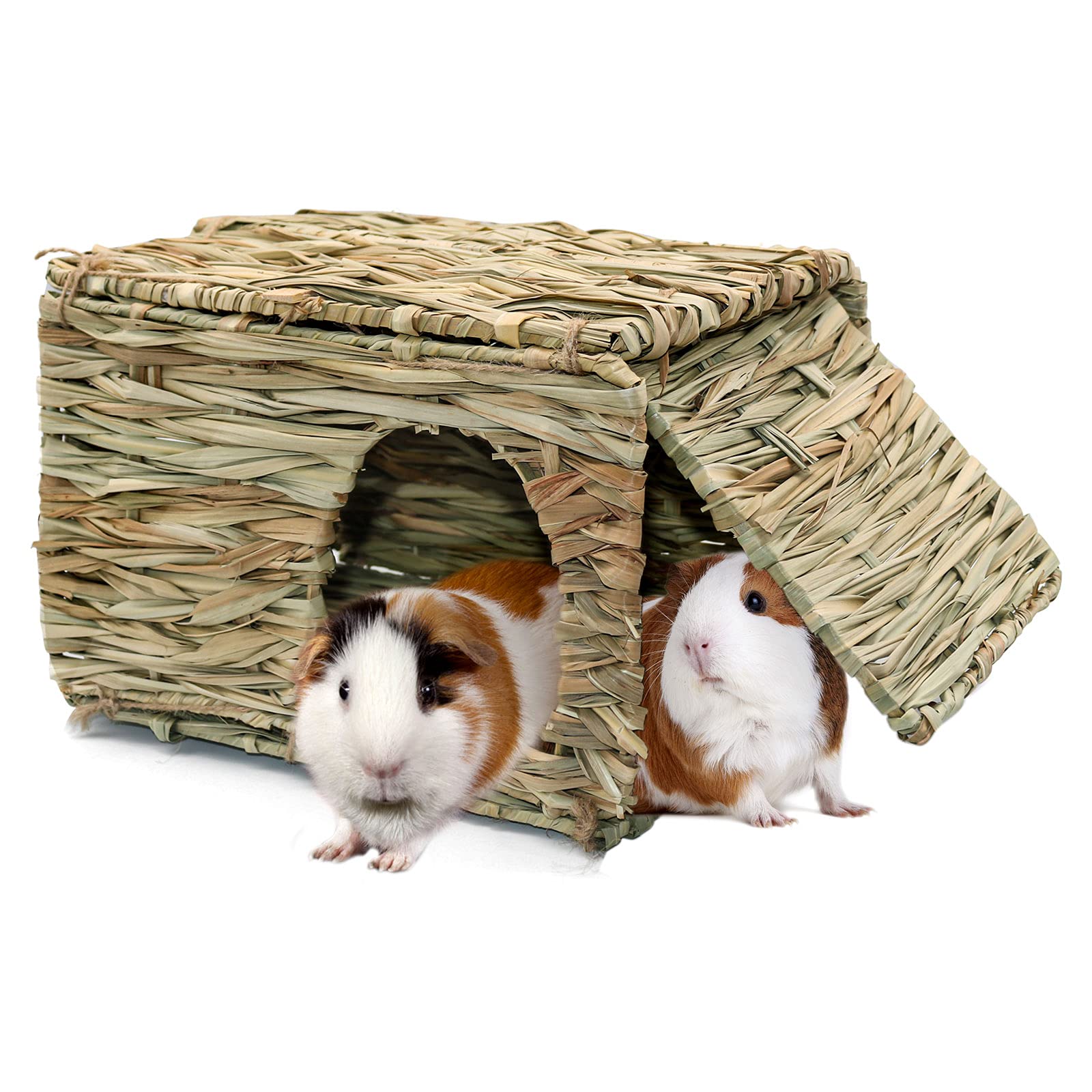 BWOGUE large grass house entrance view showing cozy hideaway for small pets