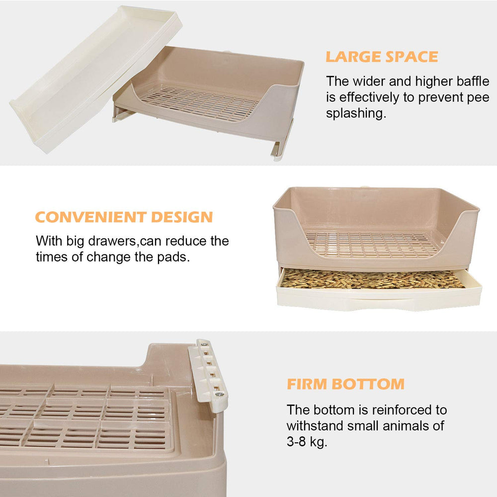 BWOGUE large rabbit litter-box-toilet buckle design prevents dragging and secures the tray.
