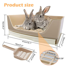 BWOGUE large rabbit litter-box-toilet corner setup saves space in cage.