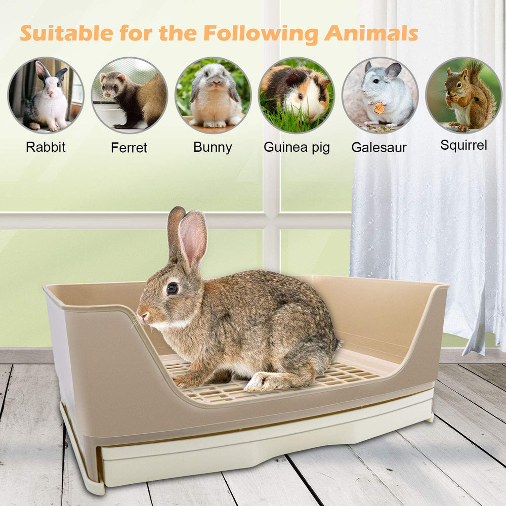 BWOGUE large rabbit litter-box-toilet measures 16.1 by 11.4 by 6.2 inches for larger pets.