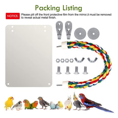 BWOGUE rope perch mirror toy fits most cages with easy, tool-free installation.
