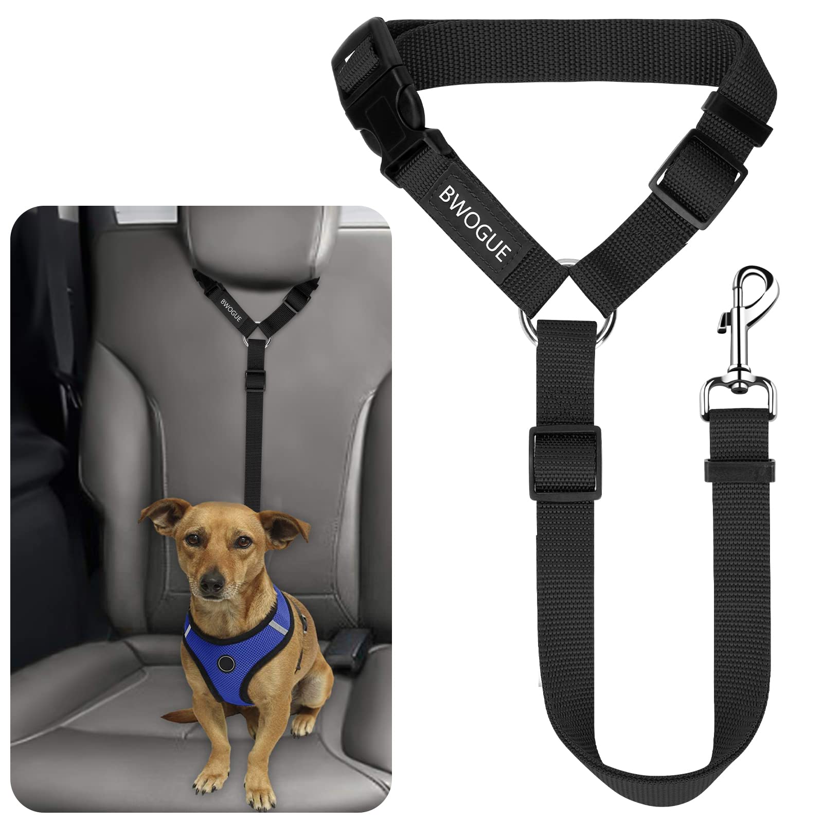BWOGUE pet seatbelt headrest attachment keeps pets secure during car rides