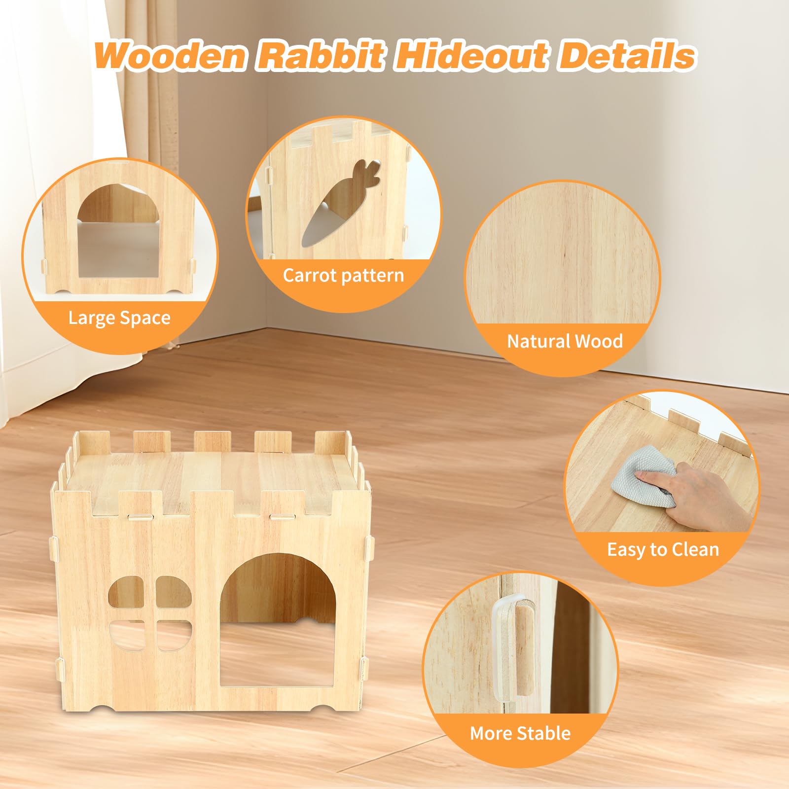 BWOGUE rabbit housing interior reveals two stories with hideouts for napping