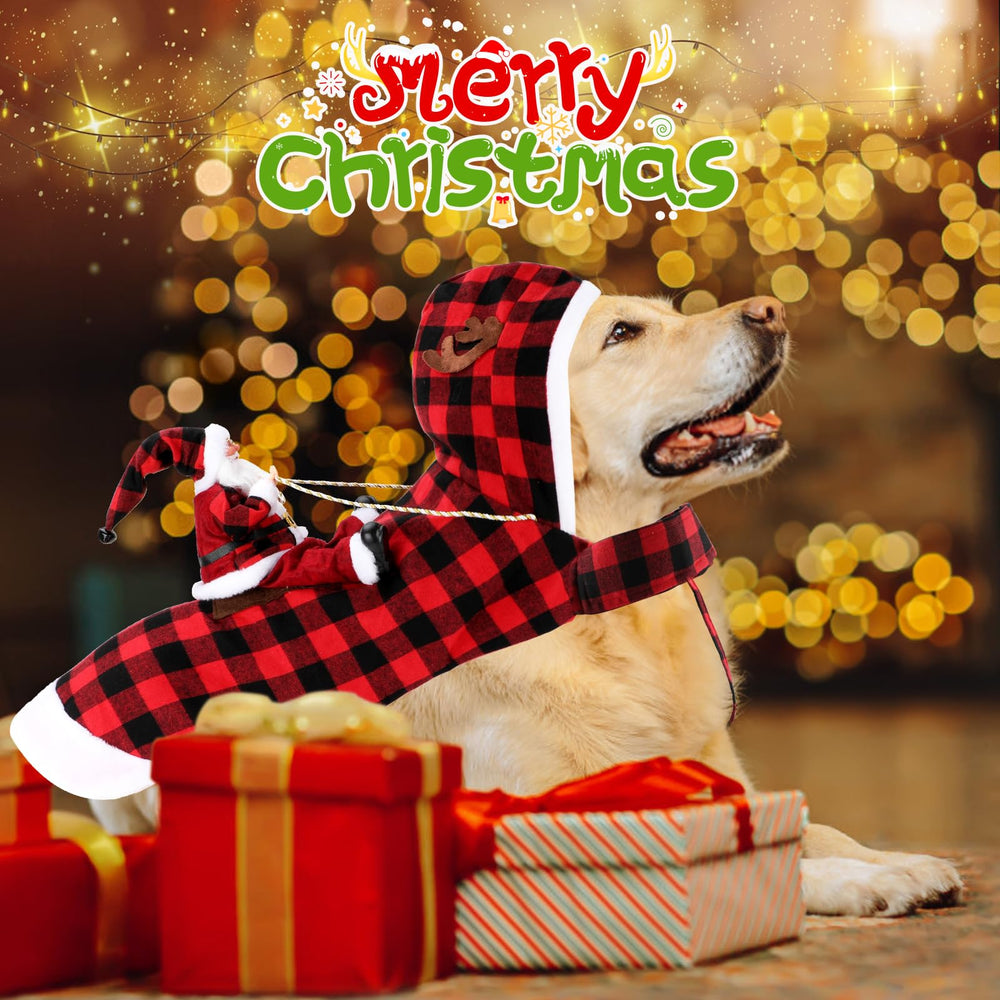 BWOGUE Santa Dog Costume close-up highlighting adjustable Velcro for easy on/off.
