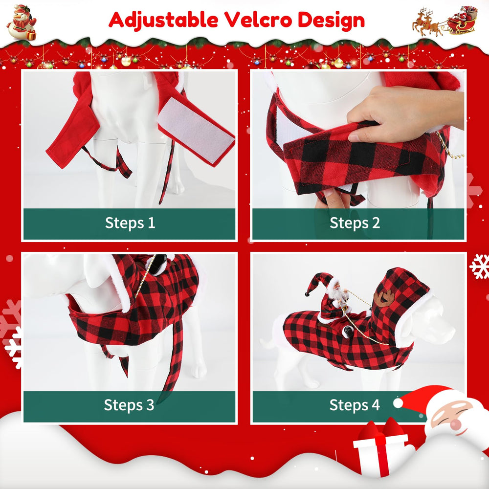 BWOGUE Santa Dog Costume back length detail on model.