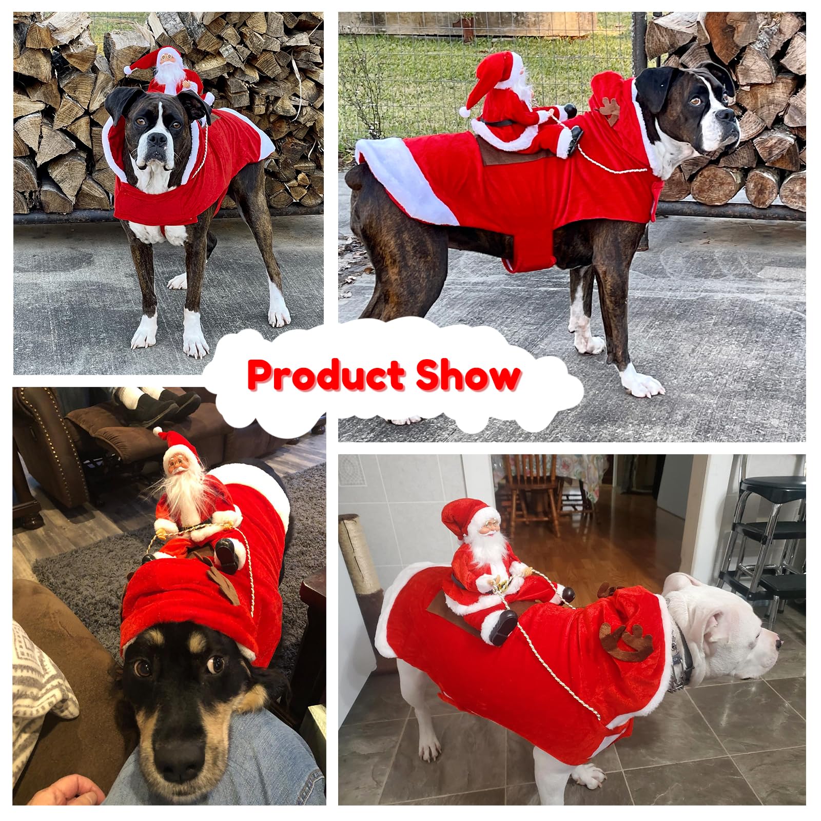 BWOGUE Santa Dog Costume size adjustment helps proper fit