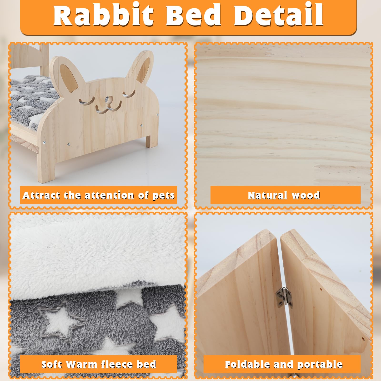 BWOGUE spacious bed supports rabbits, guinea pigs, kittens and other small pets.