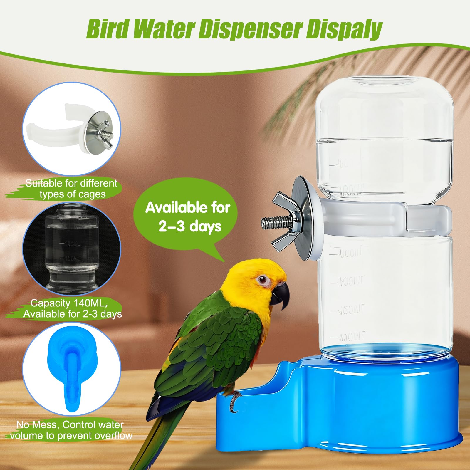 BWOGUE transparent water-level view helps you monitor supplies at a glance.