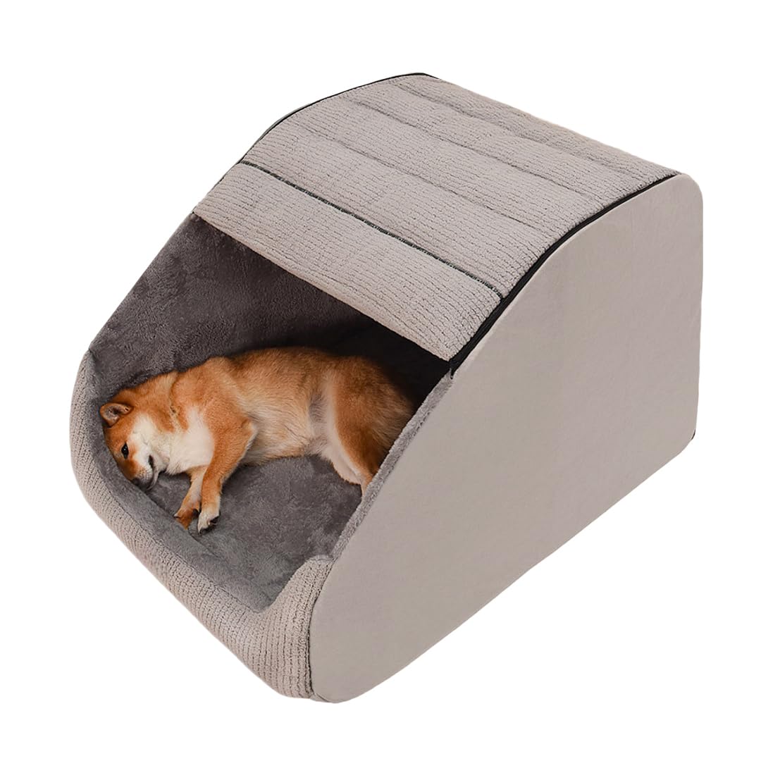 BXEBUI extra large dog bed house front view memory foam interior for supportive lounging