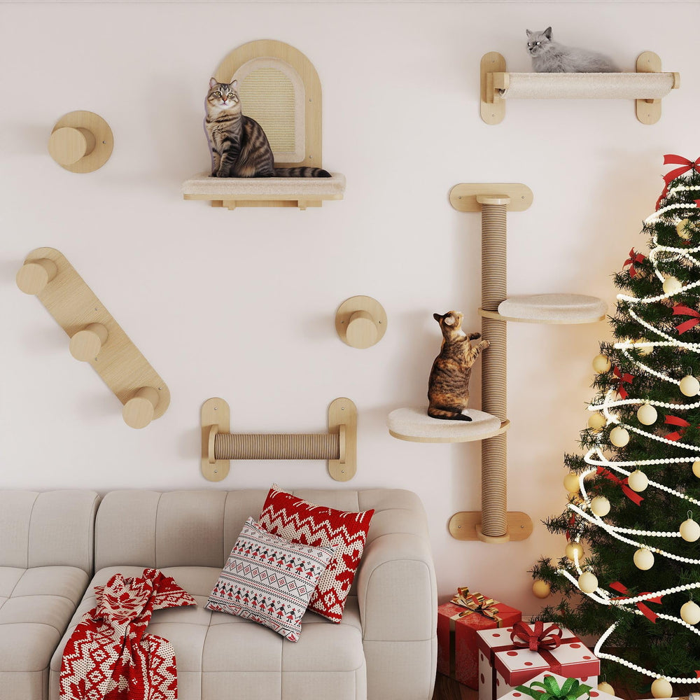 BYBYME 7Pcs cat wall shelves kit stacked levels for climbing and lounging