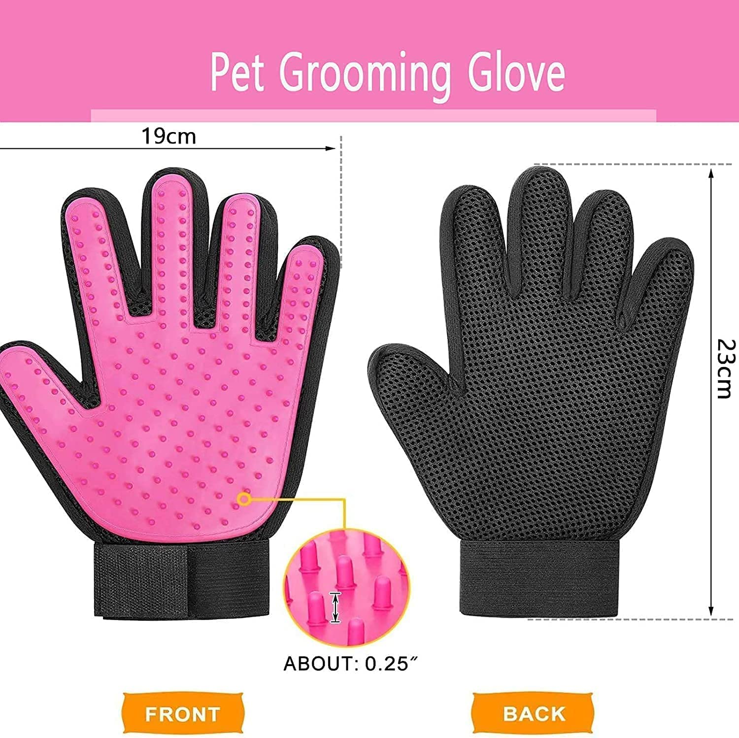 BYETOO grooming glove deshedding action reduces loose hair and improves coat shine