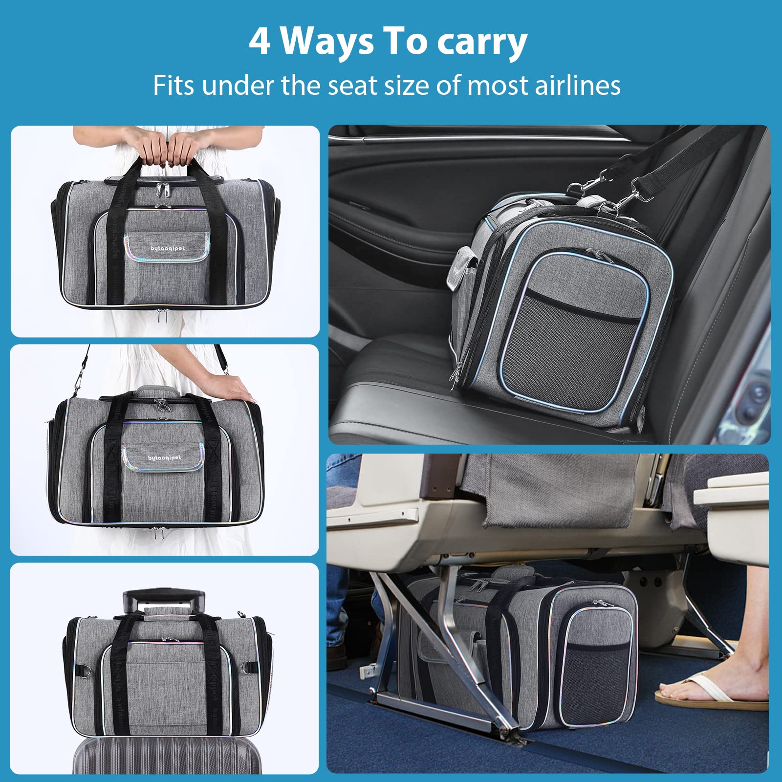 Bytaoqipet soft-sided carrier uses odor-free, claw-resistant mesh and durable fabric