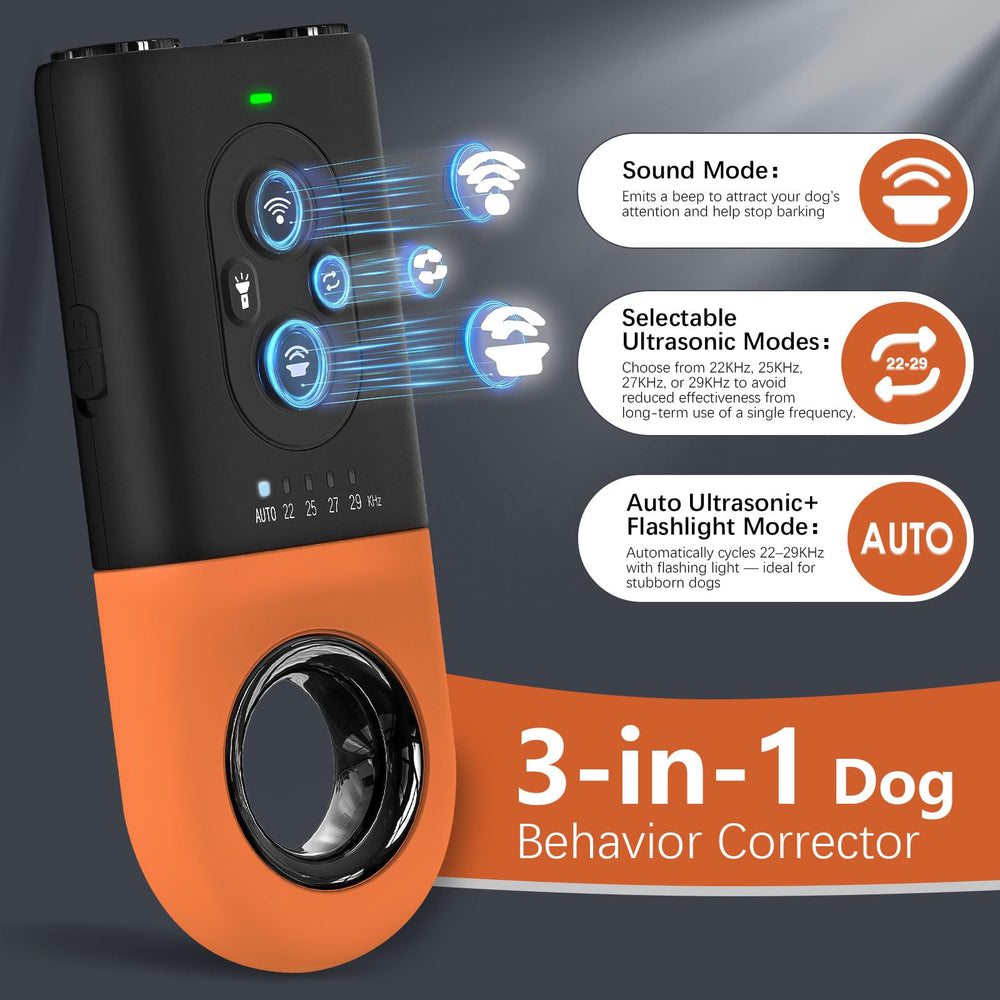 ByteRoll dual ultrasonic emitters close-up highlighting quiet, humane bark interruption.