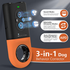 ByteRoll dual ultrasonic emitters close-up highlighting quiet, humane bark interruption.