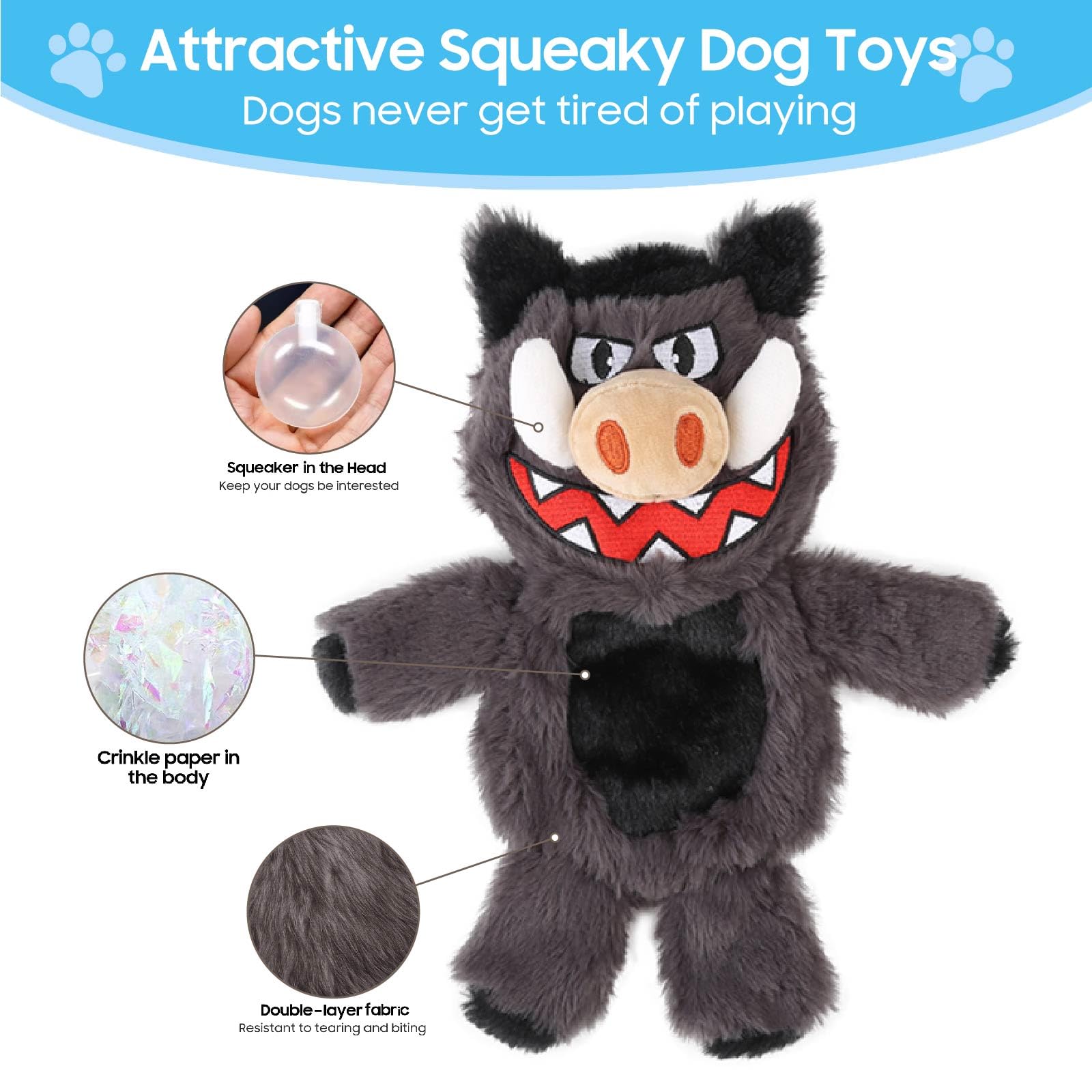 Bzonsmart hippo toy image encourages interactive play and bonding during tug and toss sessions.