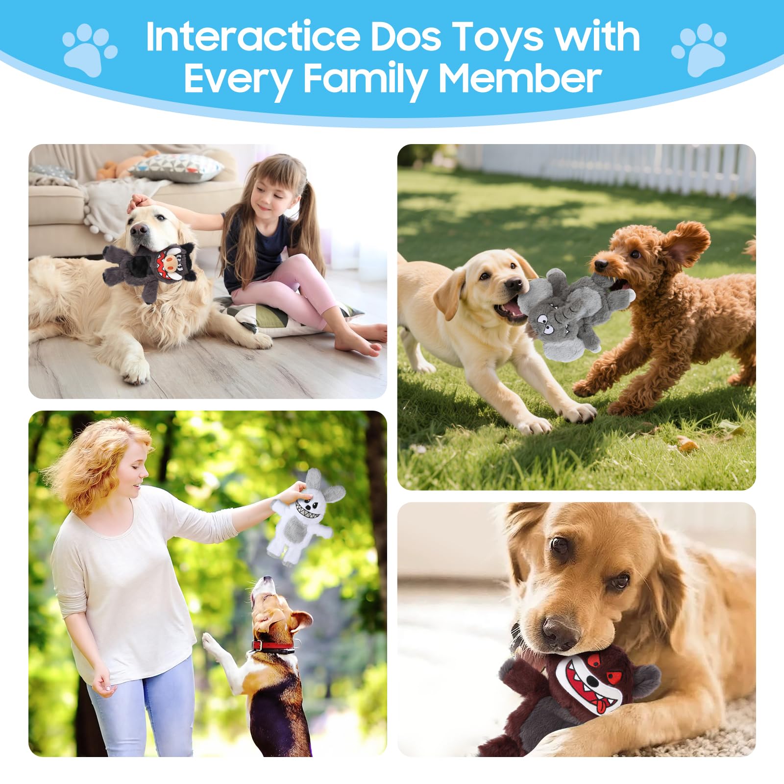Bzonsmart squeaky-head toy delivers satisfying squeaks to entertain during quiet moments.