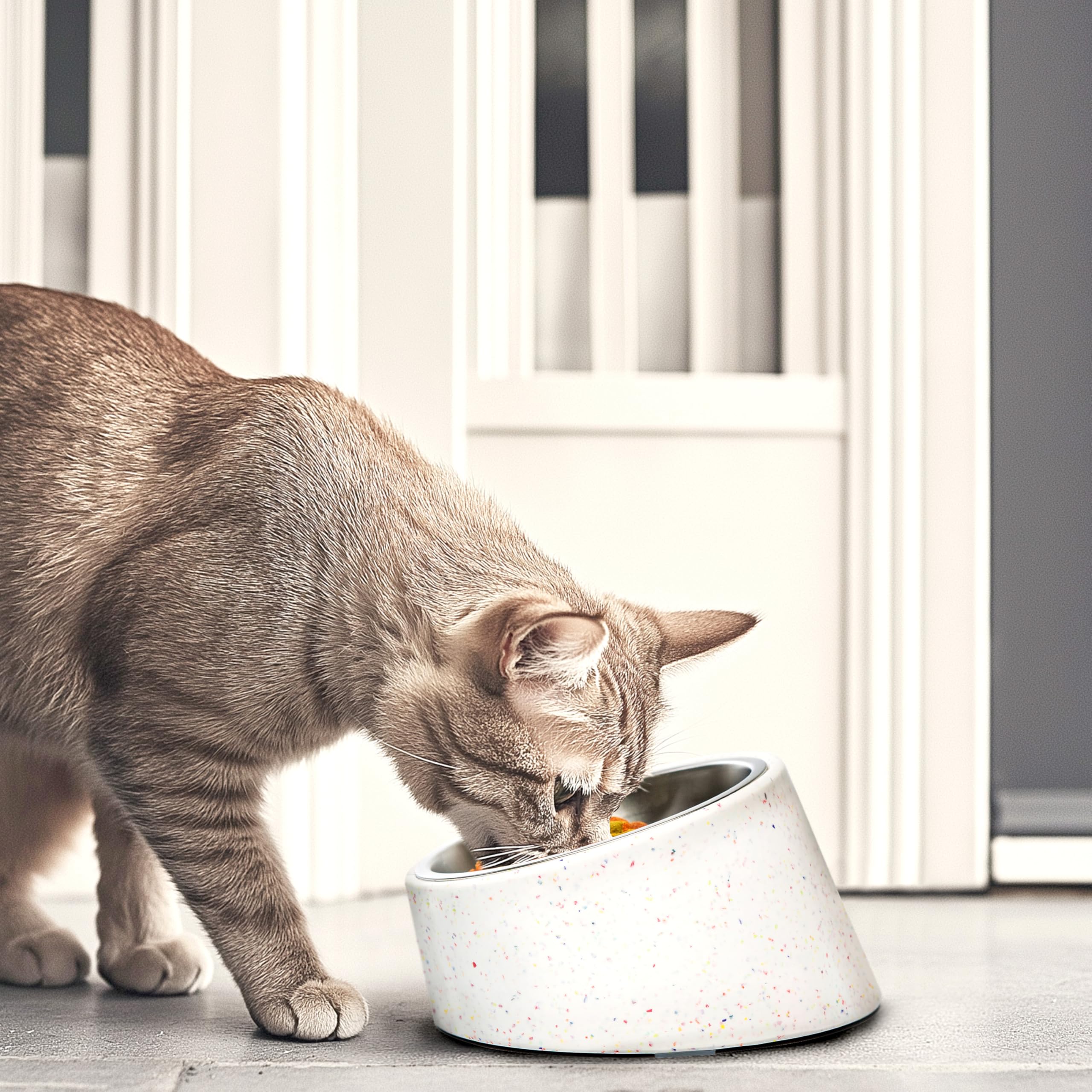 Bzyoo blue sprinkle pattern outer bowl adds modern pet-area style