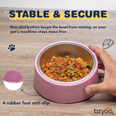 Bzyoo non-skid silicone base keeps bowl in place during meals