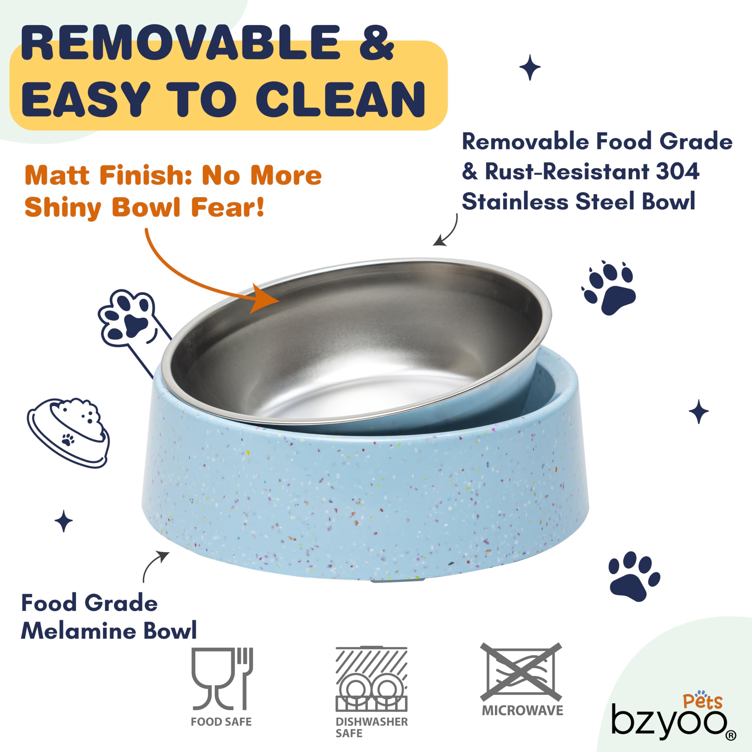 The bzyoo removable inner bowl blue enables quick cleaning.