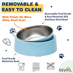 The bzyoo removable inner bowl blue enables quick cleaning.