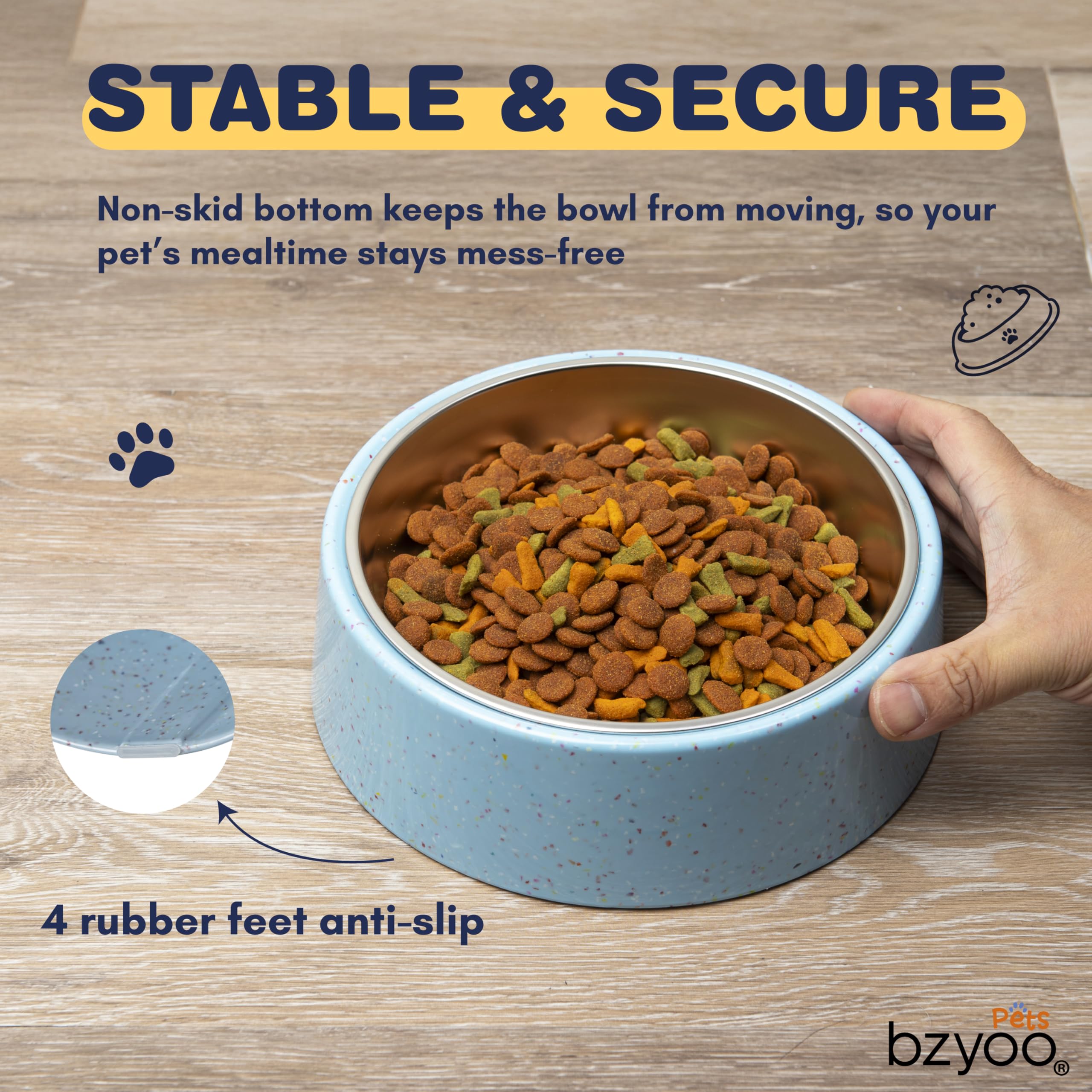 The bzyoo slanted interior blue design supports comfortable feeding posture.