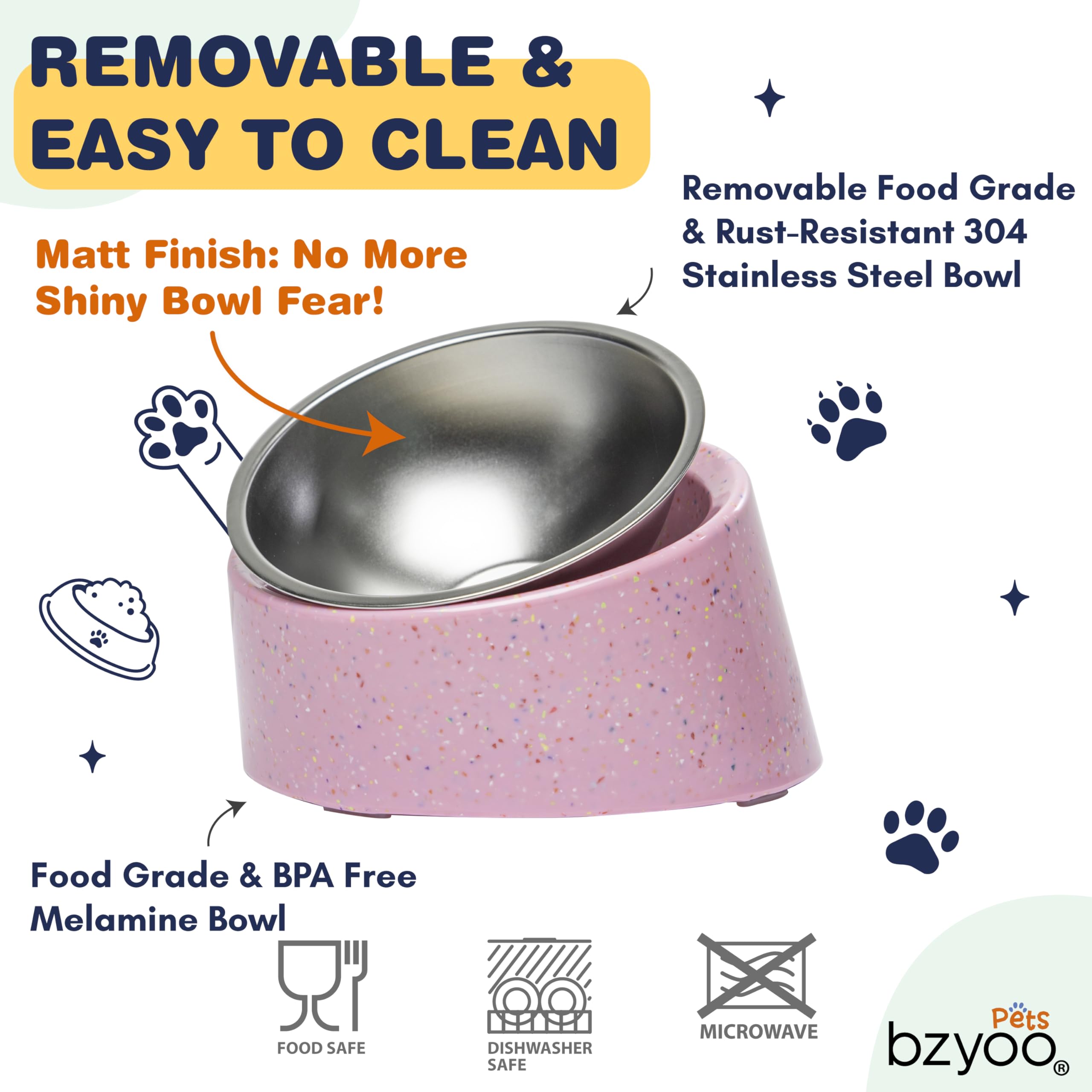Bzyoo stainless steel inner bowl 16oz detaches for easy cleaning