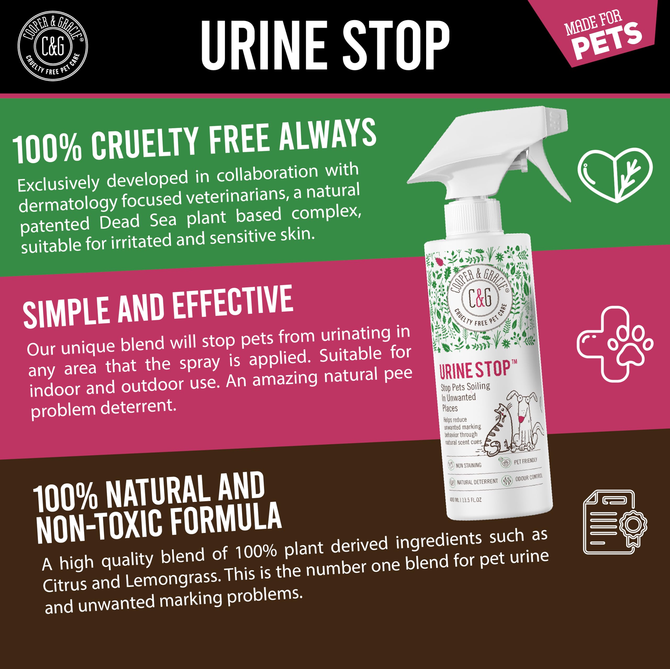 C&G Pets Urine Stop Spray applied on hard floor to reduce odours