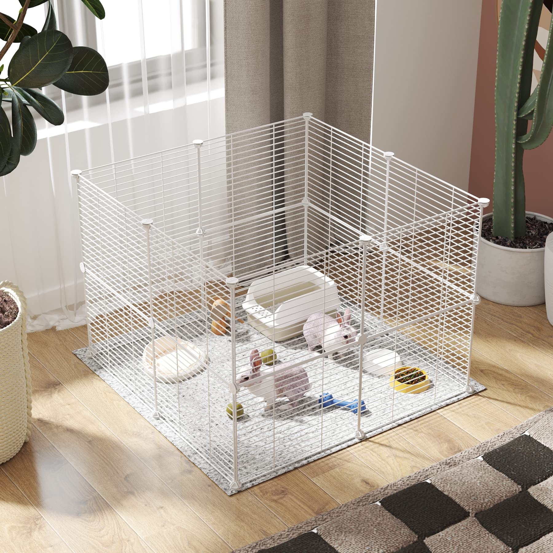 C&AHOME playpen DIY setup shows adjustable shapes for rabbits and hamsters