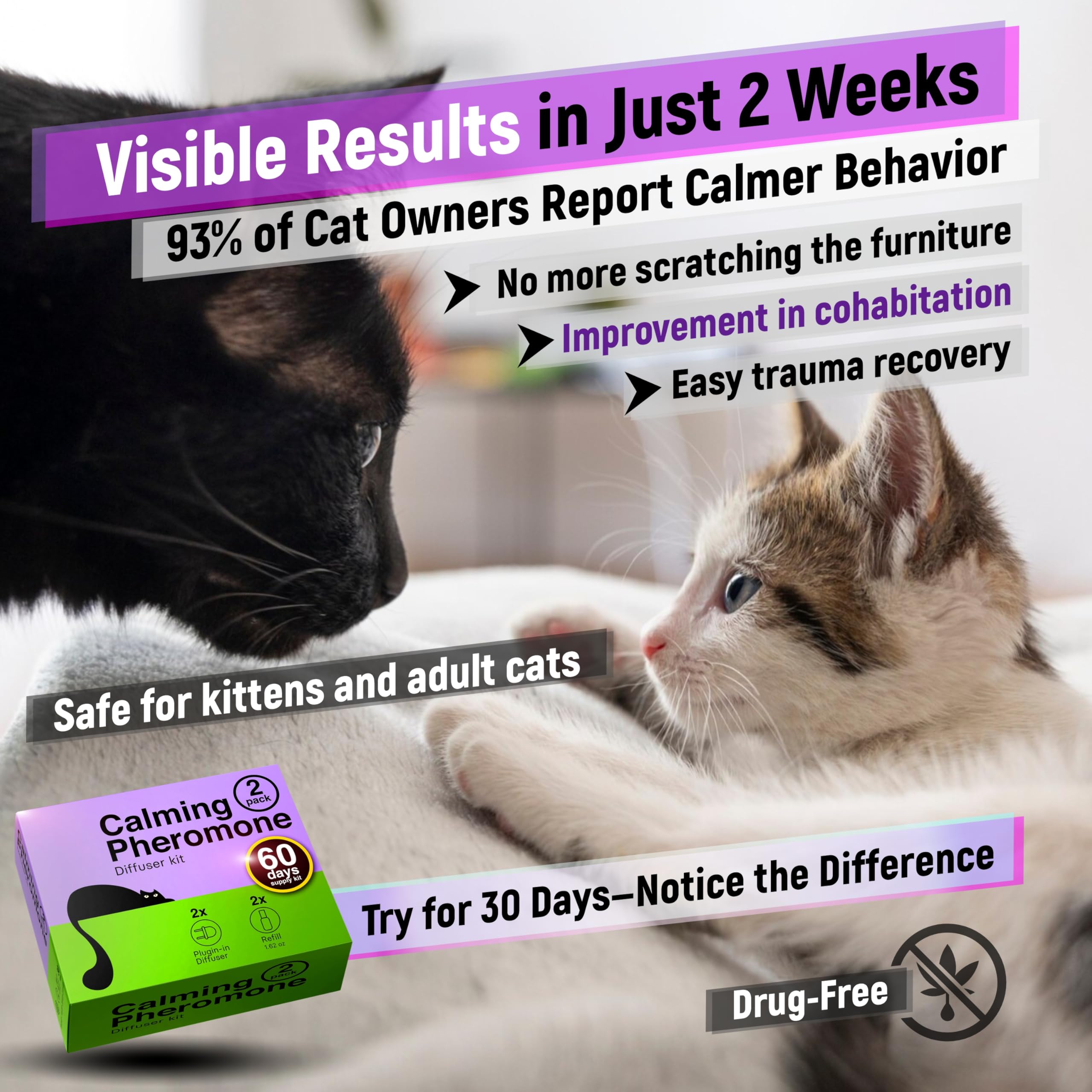 Cabins cat calming diffuser two diffusers kit for steady diffusion in home
