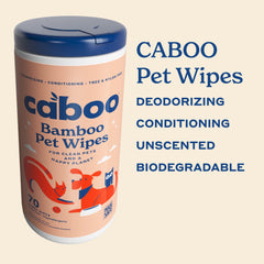 Caboo Tree Free Pet Wipes Aloe Vera and Vitamin E for shiny, soft fur
