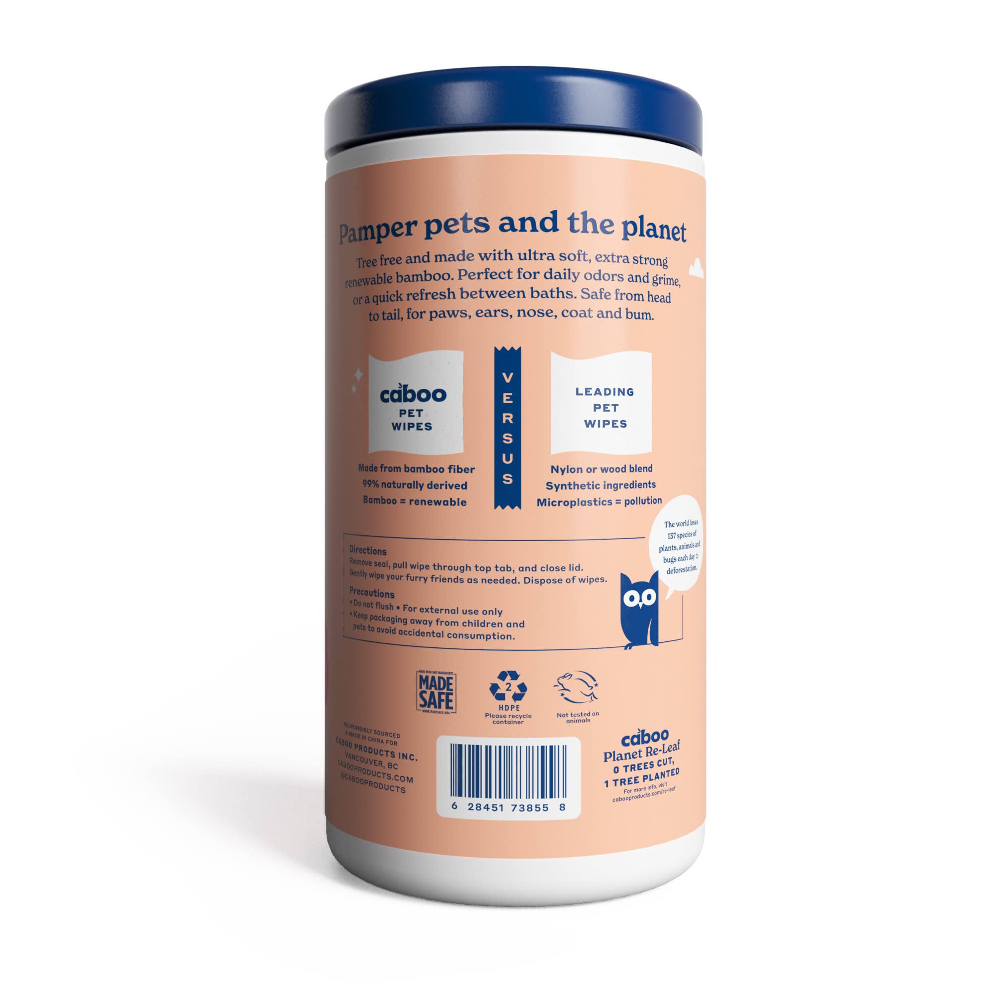 Caboo Tree Free Pet Wipes easy-dispensing container in use during quick tidies