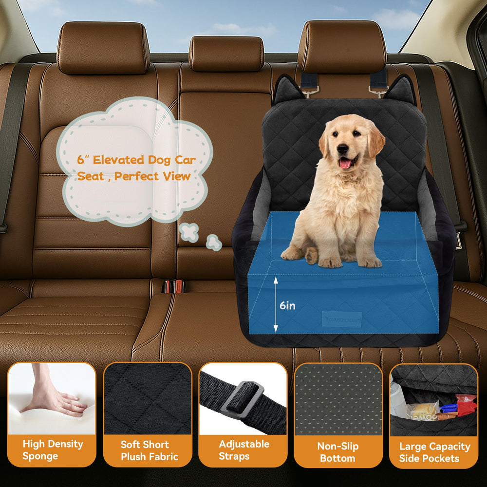 CABZOON dog car seat front-back fit demonstrates flexible installation for any vehicle.