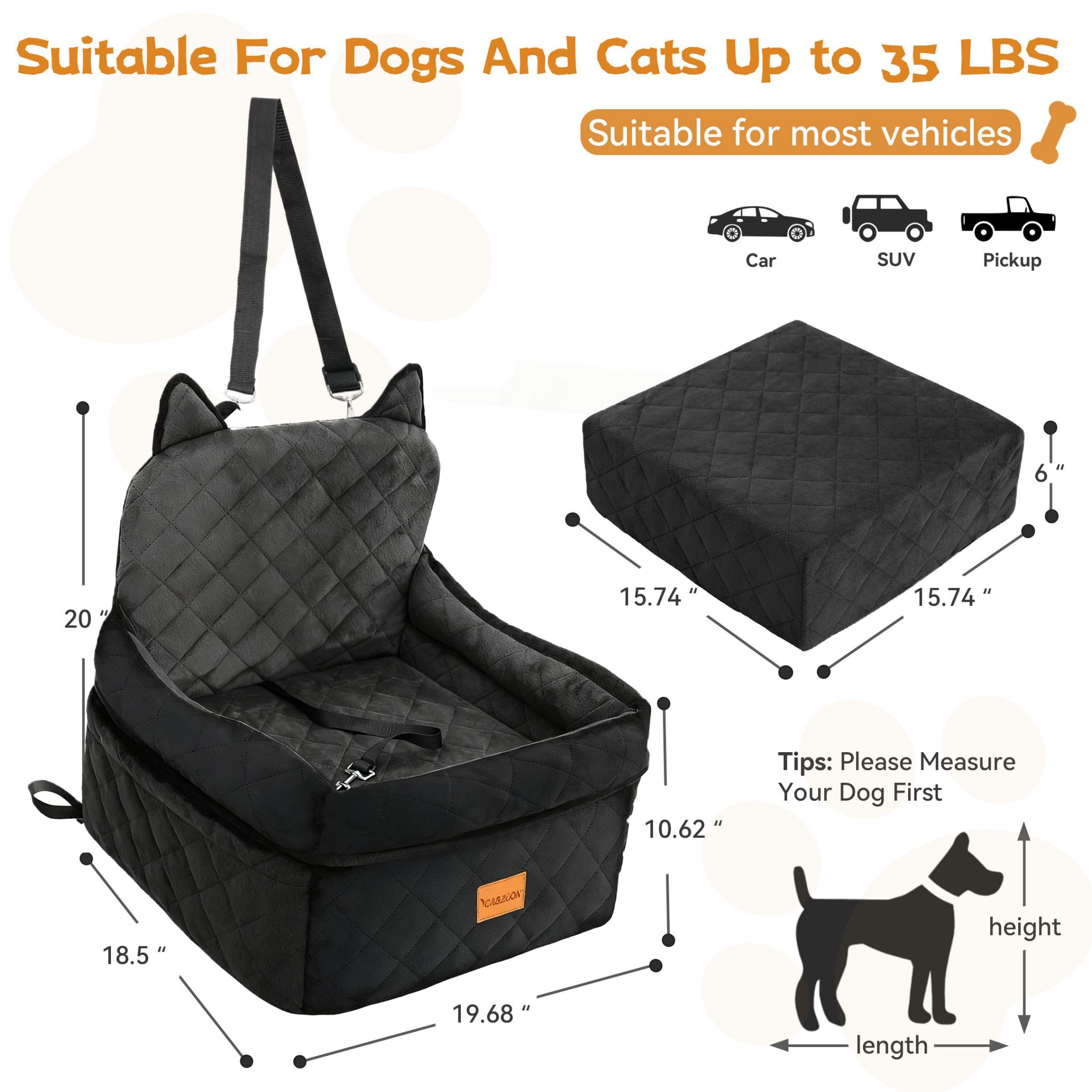 CABZOON dog car seat removable cover allows easy washing after adventures.