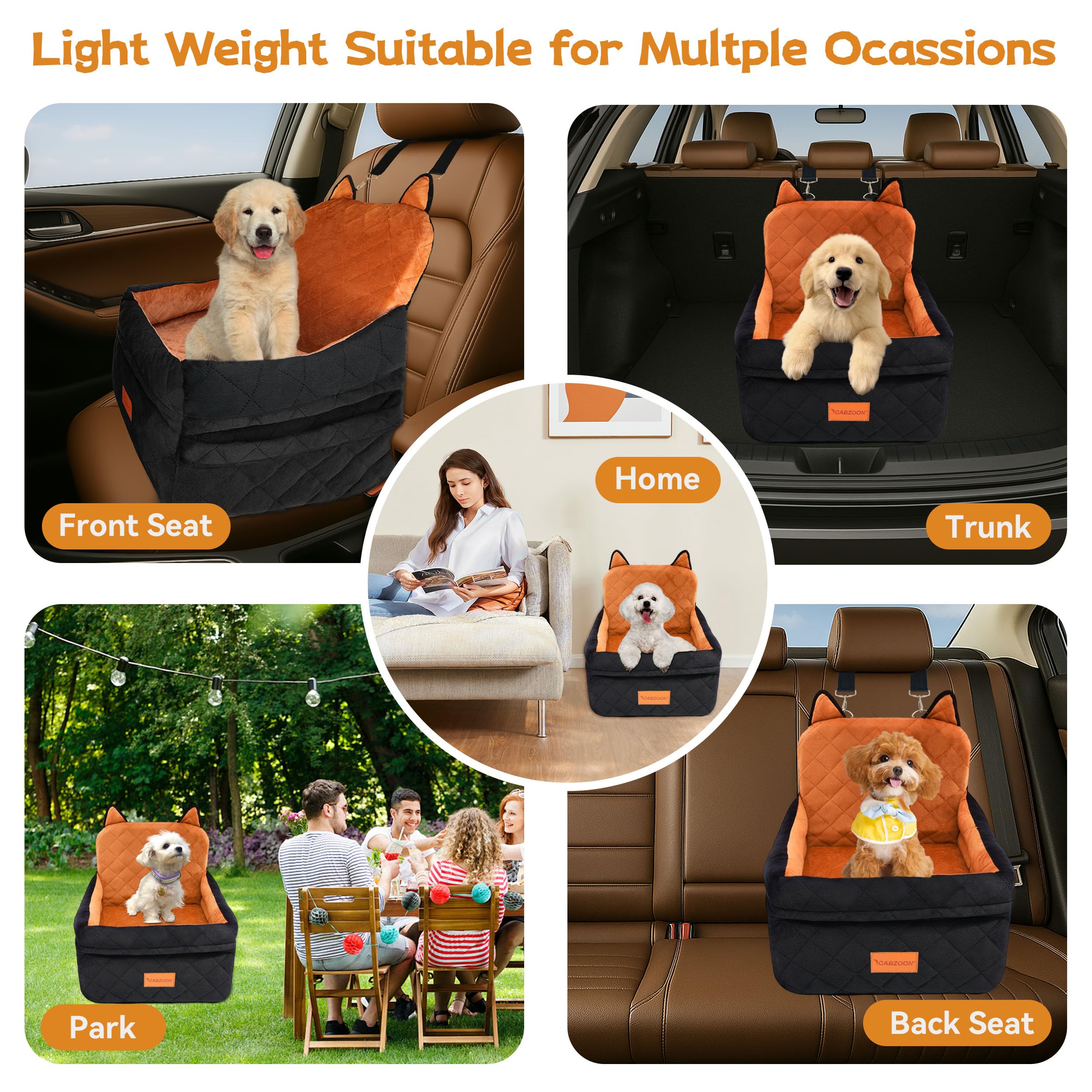 CABZOON dog car seat includes two pockets for essentials while traveling.