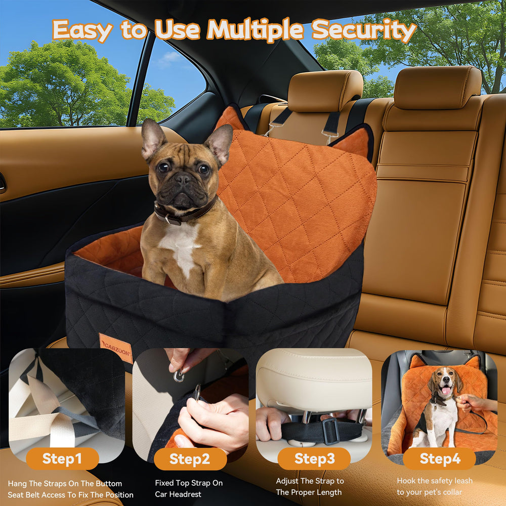 CABZOON dog car seat features removable washable cover for easy cleaning.