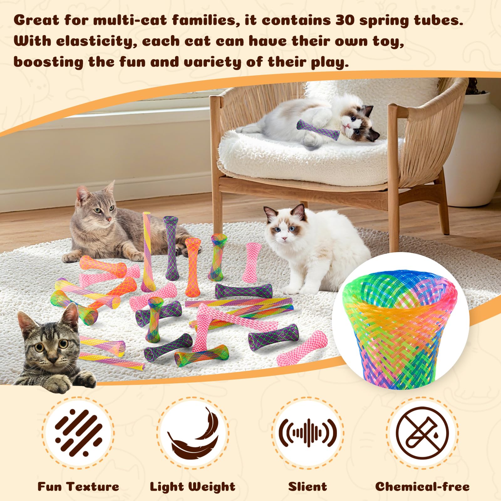 Cacovedo-flexible-nylon-cat-toy folds into shapes for varied interactive games.