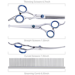 CADABY dog grooming scissors curved 7.35in for natural contour cutting.