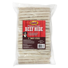 Cadet beef-hide 5-inch twist package offers a long-lasting dog chew.