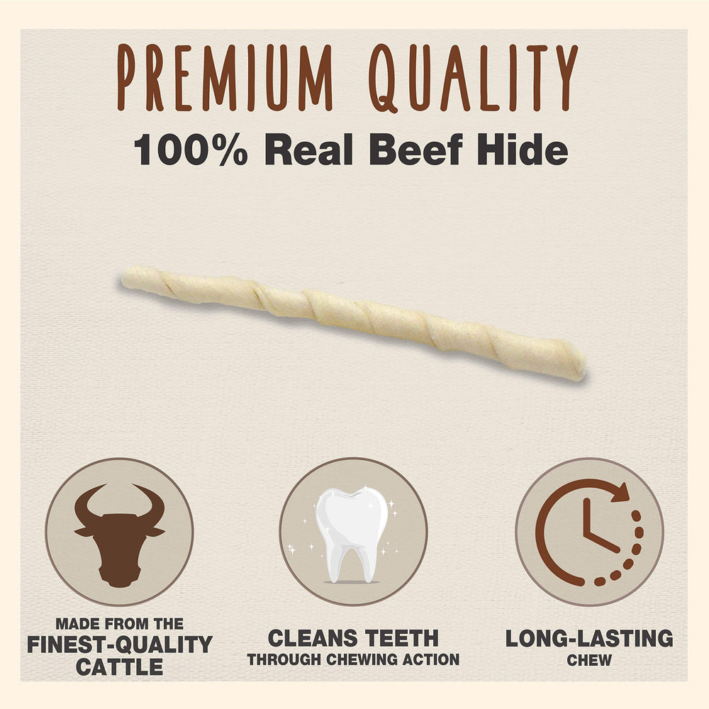 Cadet beef-hide rawhide twist close-up shows textured surface for chewing.
