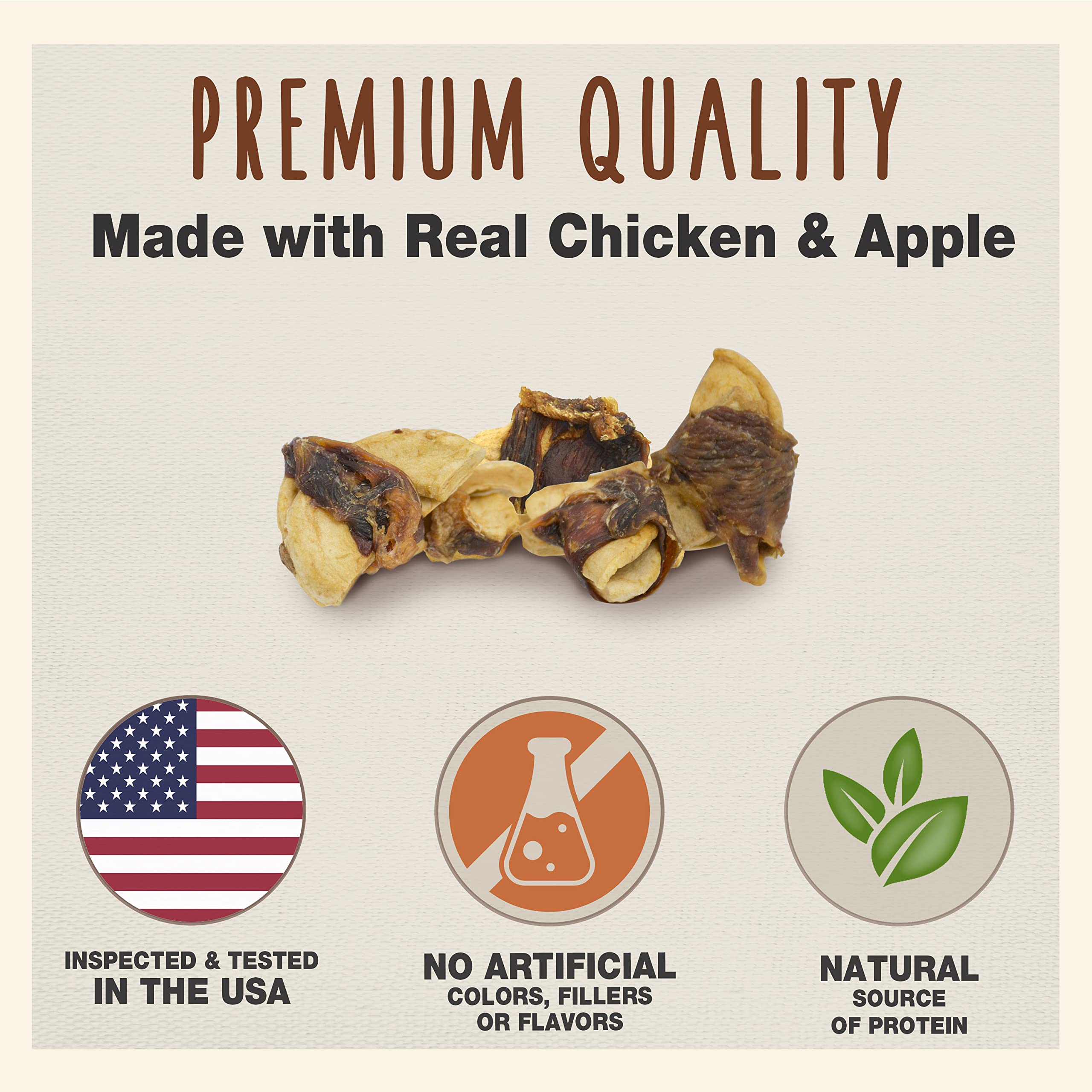 Closeup of Cadet Chicken & Apple Wraps ingredients showcasing natural quality.